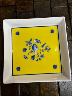 Lynn Chase Costa Azzurra 9" Square Buffet Discontinued Platter Porcelain 1988
